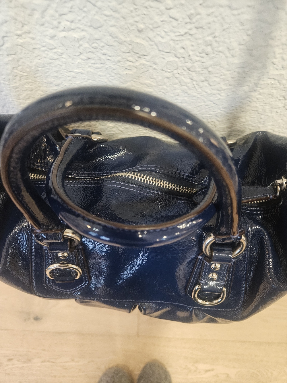 Coach Patent Blue Liquid Leather Satchel Bag - Picture 8 of 13